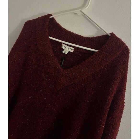 AVA & VIV V-Neck Sparkly Sweater Size X (14W) - Picture 3 of 9